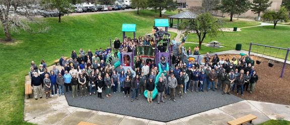 A group photo at a park of the PRCS staff.