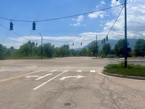 South view of new road (Twin Bridges Road) location at Hancock Expressway intersection