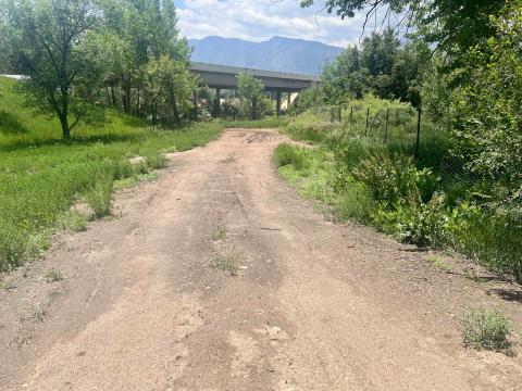 North view of a new street location, Twin Bridges Road, to be built under US Highway 24, connecting Las Vegas Street to the Hancock Expressway.