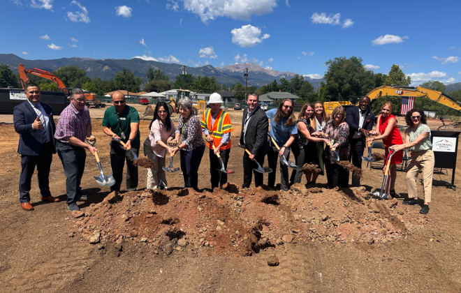 Senior center groundbreaking with members of the community