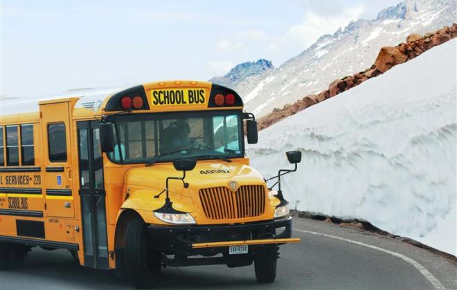 Shuttle heads up Pikes Peak